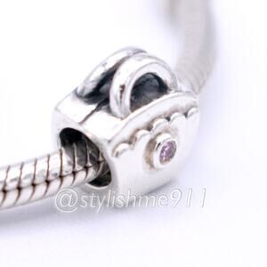 Authentic PANDORA Scalloped Purse with Pink CZ Charm - 790473PCZ